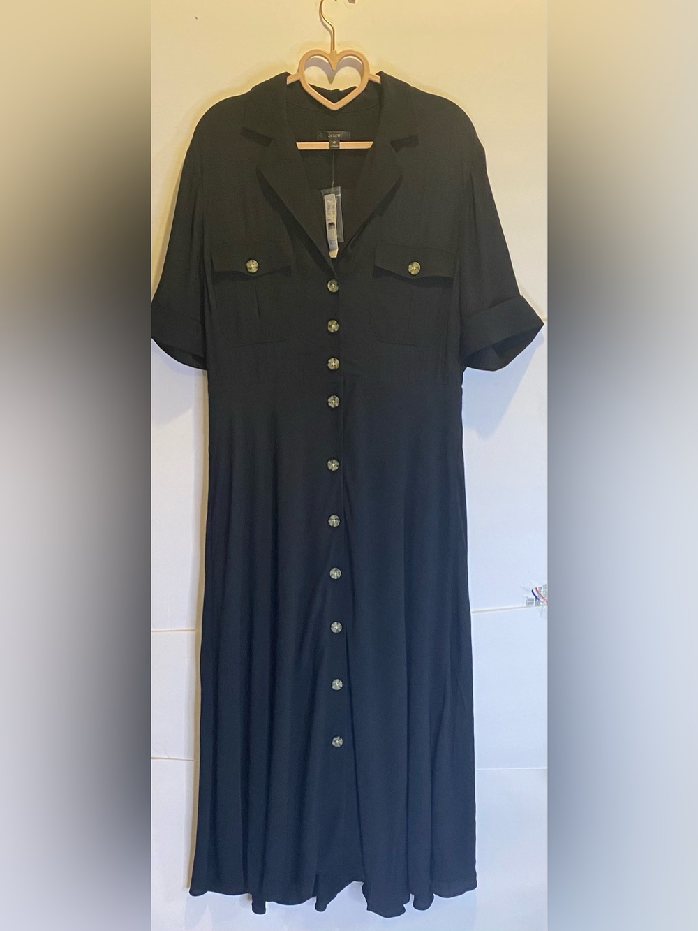 J CREWUniversal Thread Black Maxi Button-Front Shirt Dress with Chest Pockets🖤✨ - Picture 6 of 15